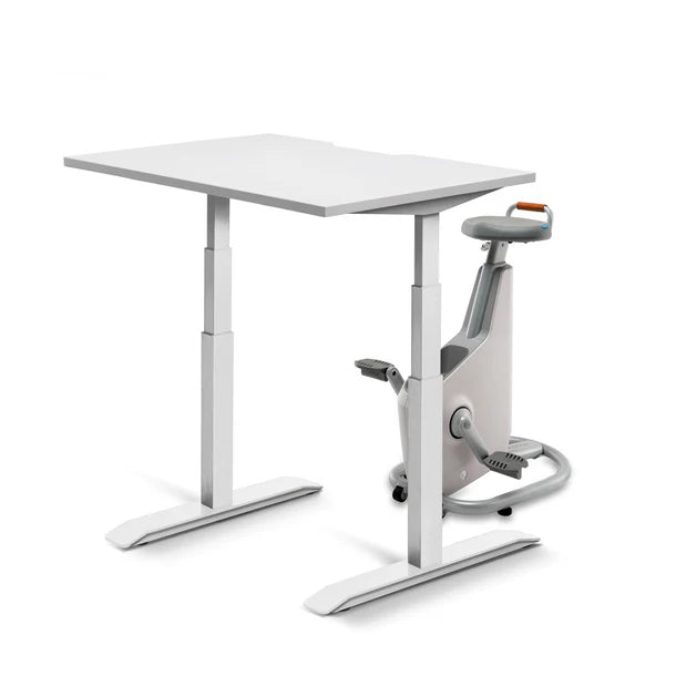 LifeSpan Ampera Bike Desk Glacier White with Standing Desk